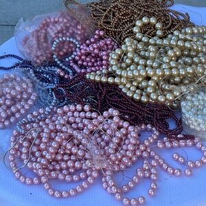 Jewelry Making Glass Pearl Beads Pinks,gold ,purple white crafts varied sizes